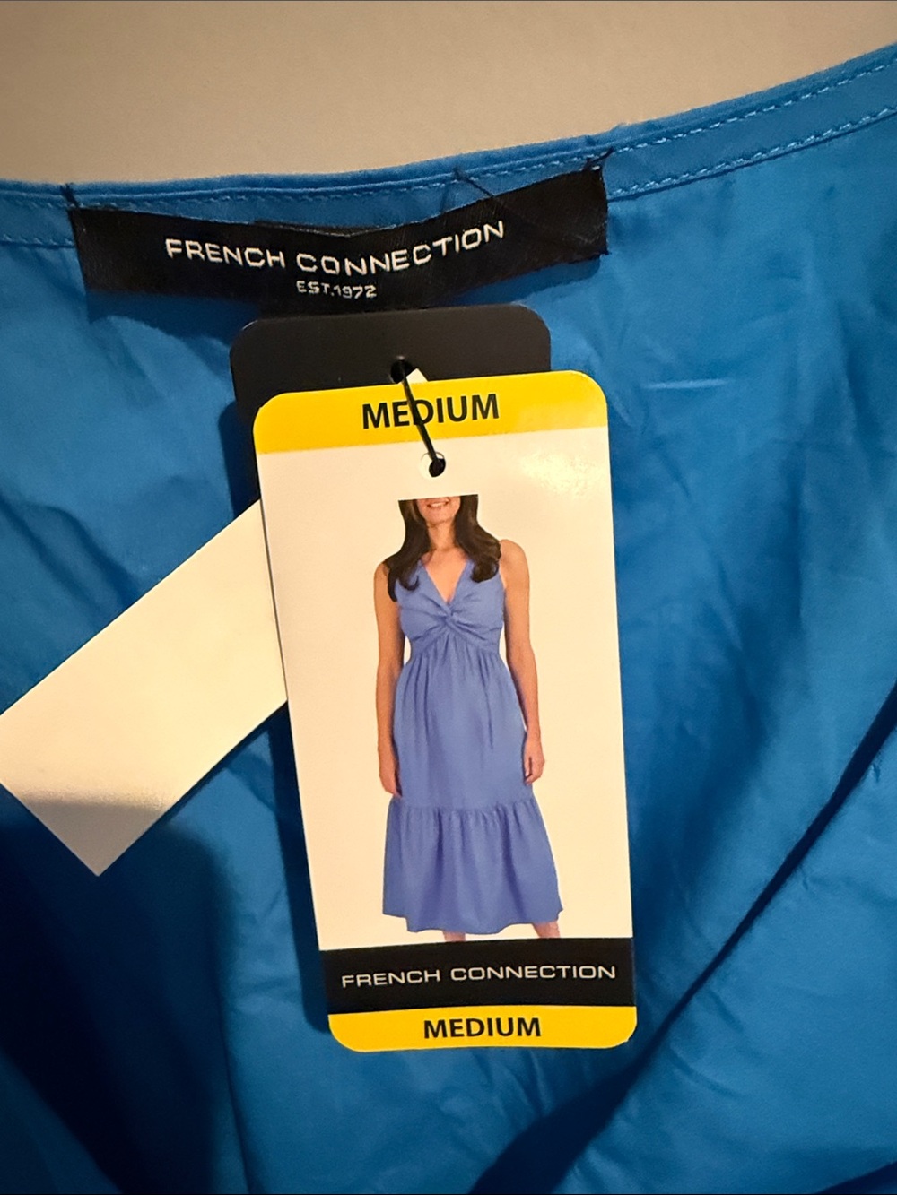 French Connection Bright Blue Twist-Front Midi Dress